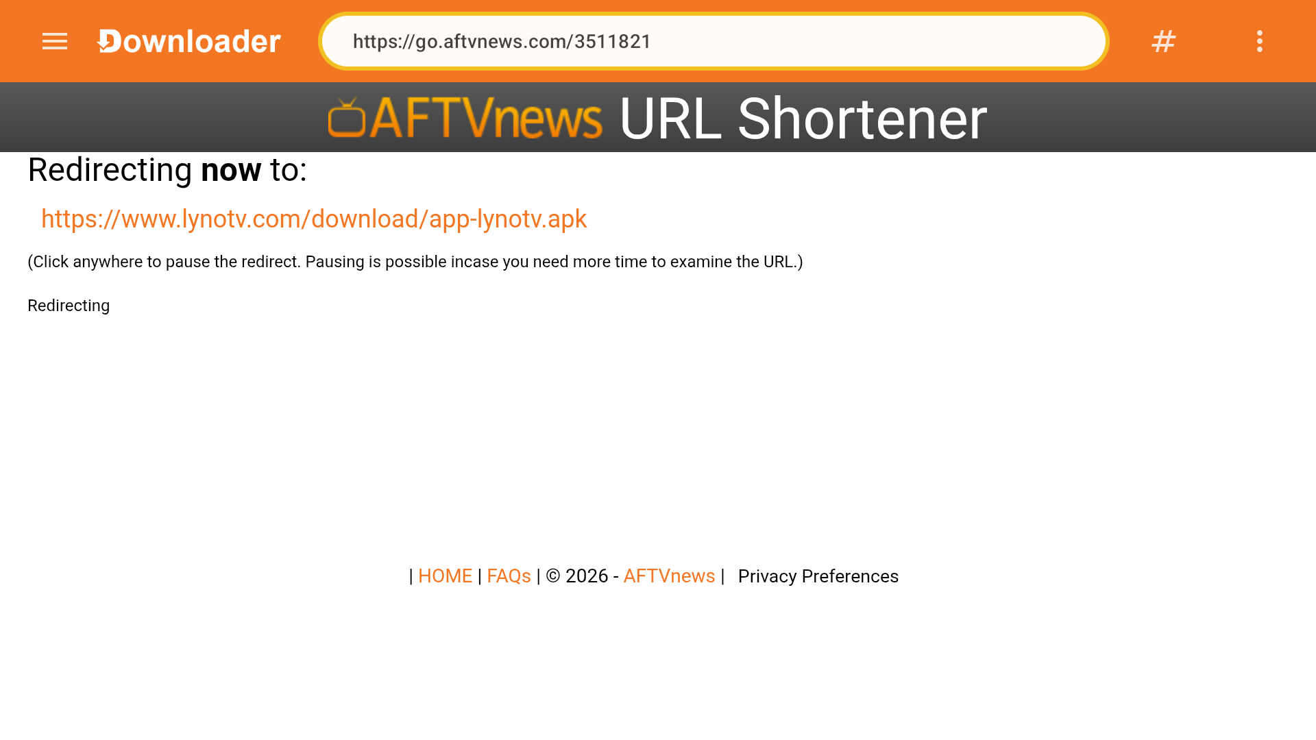 Enter download code in Downloader app