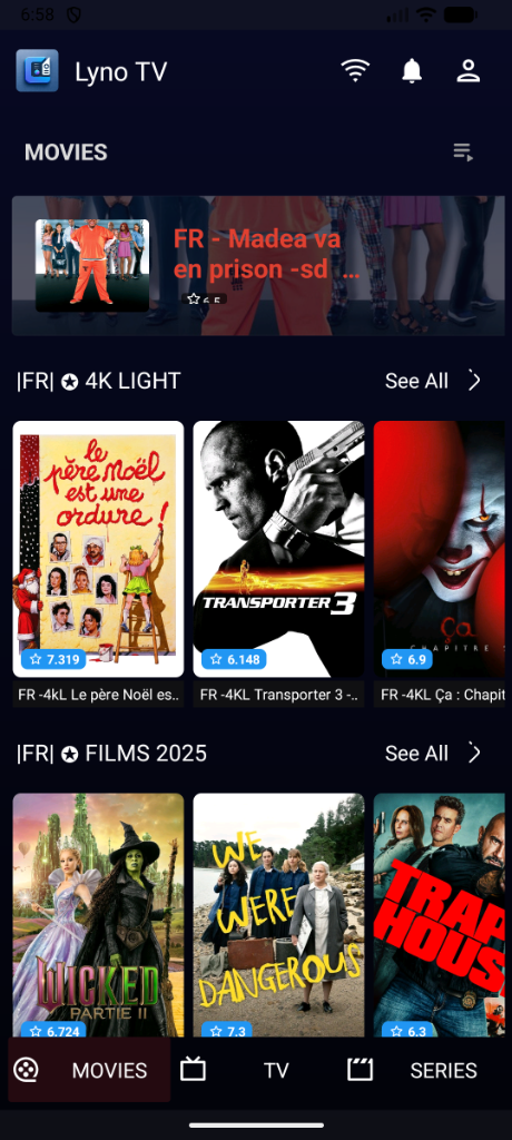LynoTV Mobile Interface