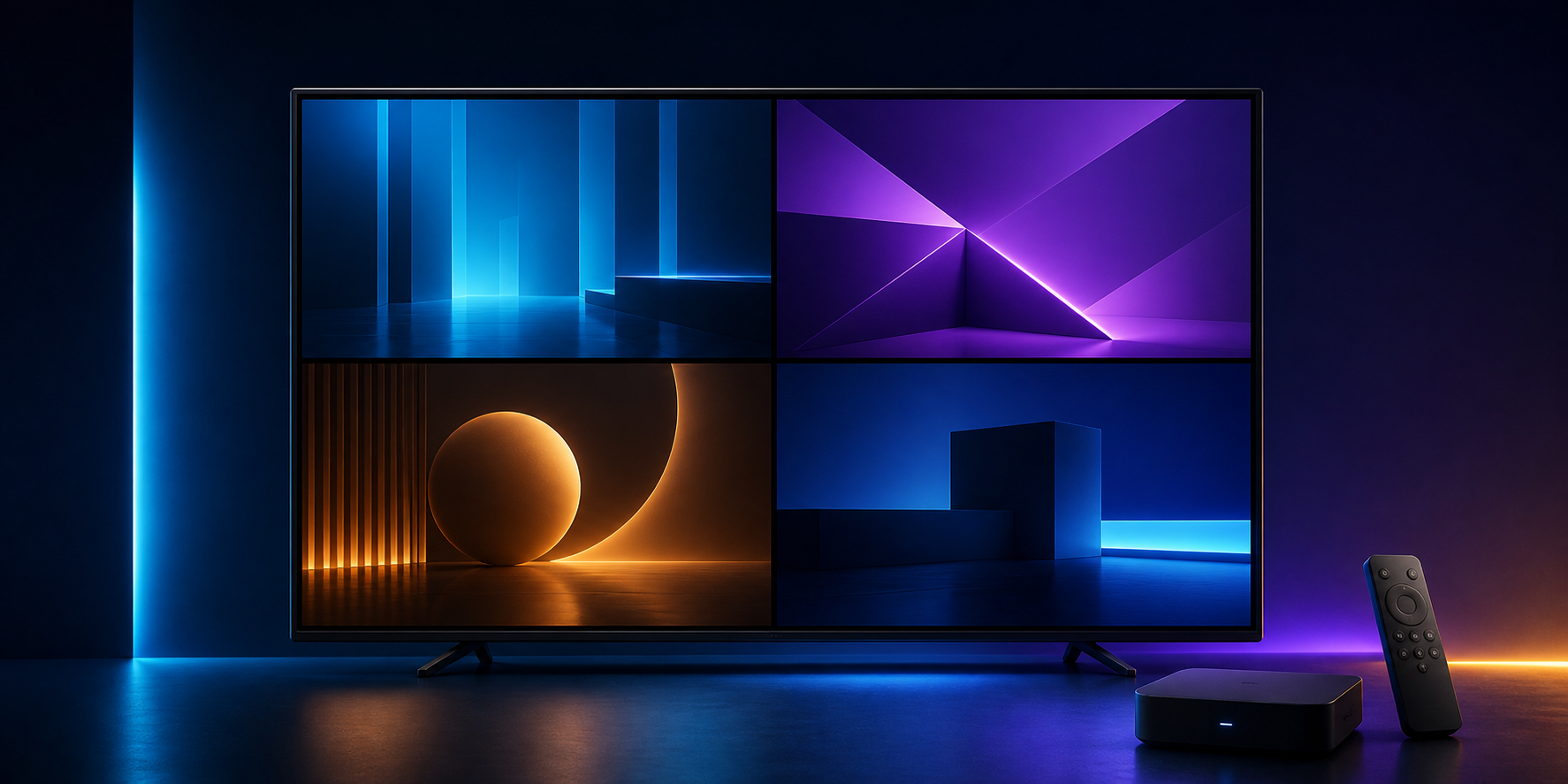 Four multiview playback windows displayed on an Android television
